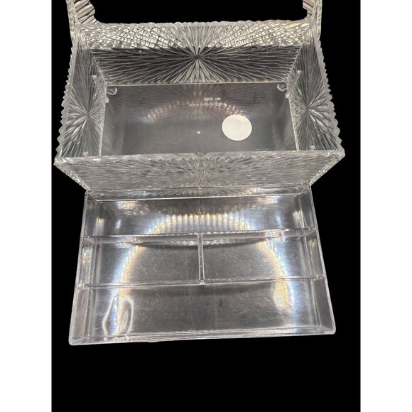 VTG 1950s Clear Lucite Atomic Starburst Jewelry Compartment Box Hong Kong - Picture 4 of 9